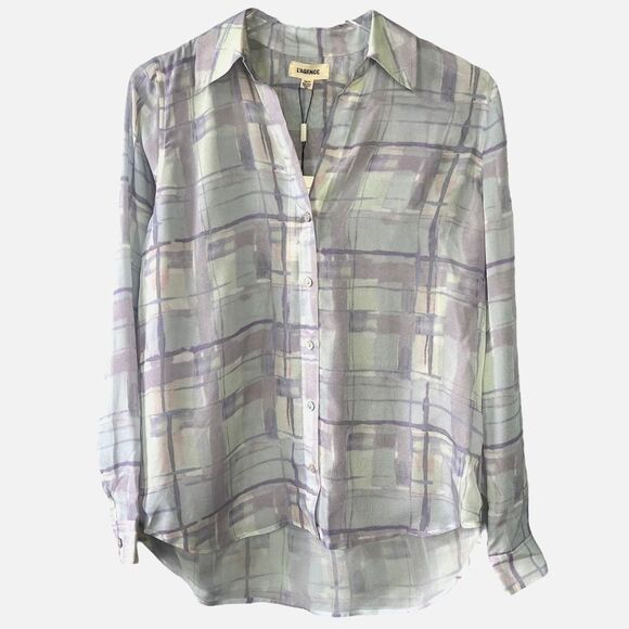 NWT L’AGENCE Holly Long Sleeve Button Down Silk Pastel Blouse XS - Picture 2 of 8